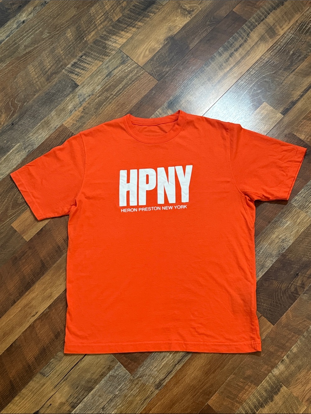Heron Preston HPNY Logo T-Shirt Orange Size Medium Oversized Streetwear
